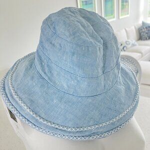J. McLaughlin Sky Blue Linen Bucket Hat